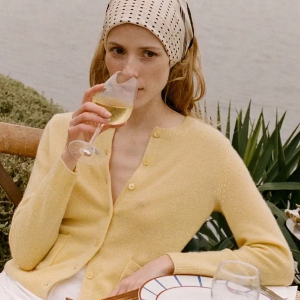 Doen Freya Cashmere Cardigan in Lemon Chiffon